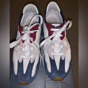 Gently used New Balance Sneakers. Size 2. Green, Maroon, Navy blue and beige.